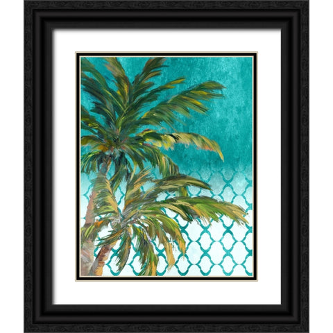 Tropical Trees on Chevron I Black Ornate Wood Framed Art Print with Double Matting by DeRice, Julie
