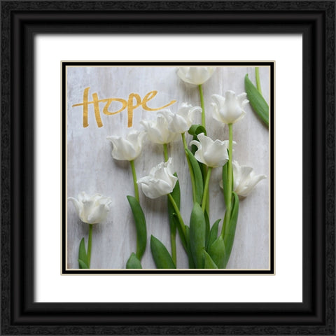Hope Blooms (dark gold) Black Ornate Wood Framed Art Print with Double Matting by Gardner, sarah
