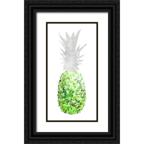 Green Pineapple Mosaics Black Ornate Wood Framed Art Print with Double Matting by Metz, Andi