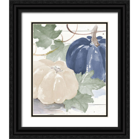 Blue And White Pumpkins Black Ornate Wood Framed Art Print with Double Matting by Loreth, Lanie