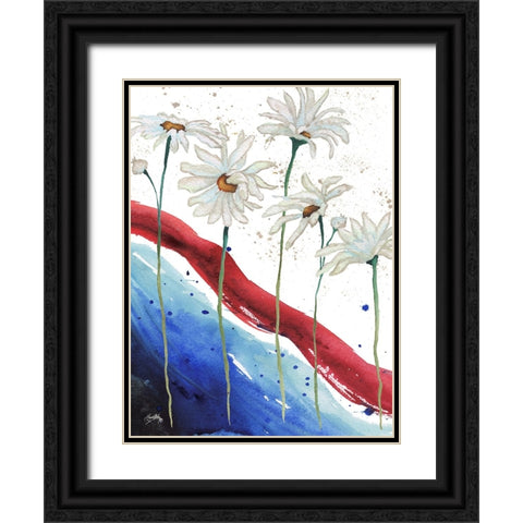 Patriotic Floral III Black Ornate Wood Framed Art Print with Double Matting by Medley, Elizabeth