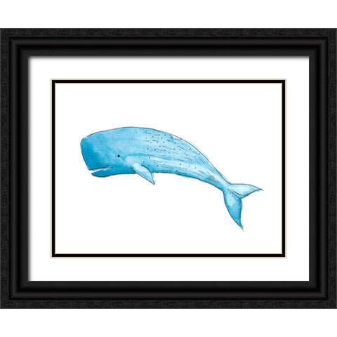 Great Blue Whale Black Ornate Wood Framed Art Print with Double Matting by SD Graphics Studio