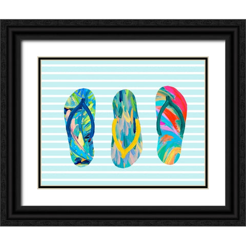 Funky Flip Flops Black Ornate Wood Framed Art Print with Double Matting by DeRice, Julie