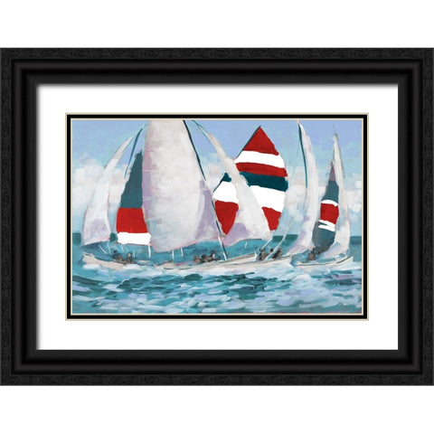 Wide Sails Black Ornate Wood Framed Art Print with Double Matting by Slivka, Jane