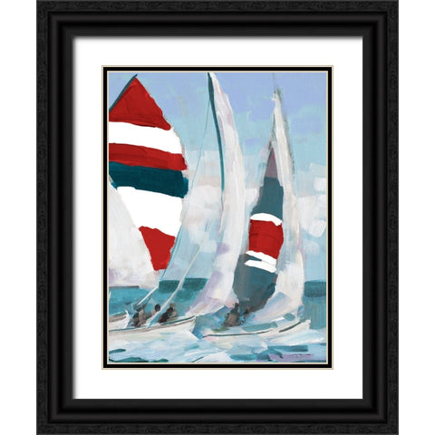 Red and Blue Sail II Black Ornate Wood Framed Art Print with Double Matting by Slivka, Jane
