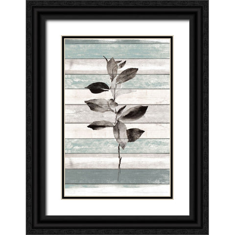 Tonal Leaves on Wood III Black Ornate Wood Framed Art Print with Double Matting by Loreth, Lanie