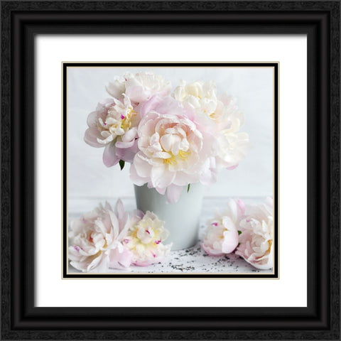 White Blooms Black Ornate Wood Framed Art Print with Double Matting by Gardner, Sarah