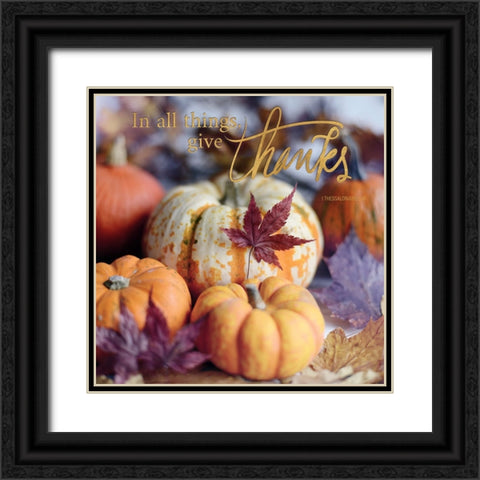 Give Thanks Black Ornate Wood Framed Art Print with Double Matting by Gardner, Sarah