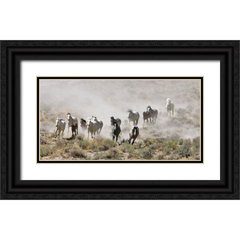 Horses Out West Black Ornate Wood Framed Art Print with Double Matting by Walker, Carol