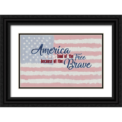 America The Free Black Ornate Wood Framed Art Print with Double Matting by Edwins, Hugo