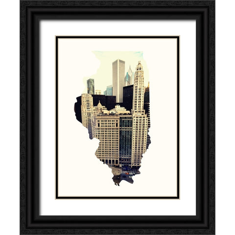 Chi Skyline Black Ornate Wood Framed Art Print with Double Matting by Bill Carson Photography