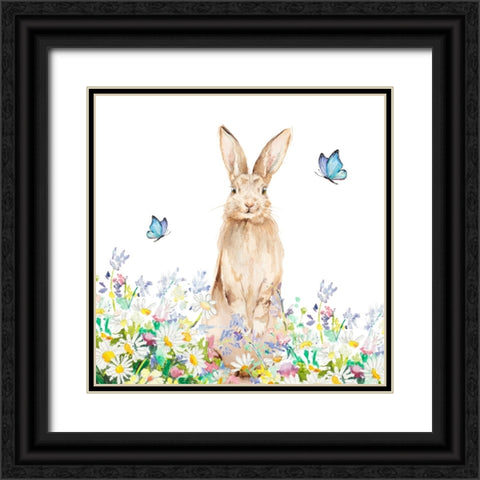Spring Brown Bunny Black Ornate Wood Framed Art Print with Double Matting by Pinto, Patricia