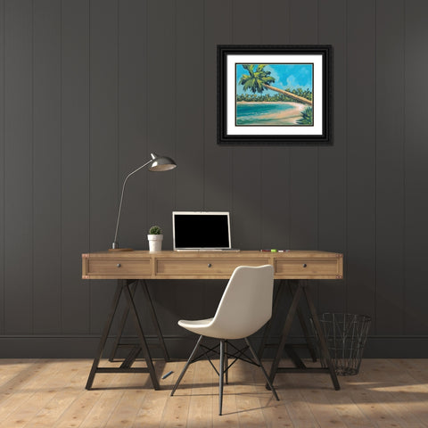 A Palm Tree Away Black Ornate Wood Framed Art Print with Double Matting by Meneely, Dan