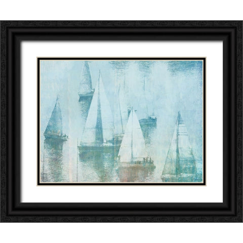 Foggy Walk On the Beach Black Ornate Wood Framed Art Print with Double Matting by Meneely, Dan