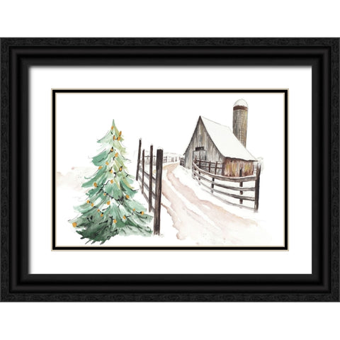 Vermont Farm Black Ornate Wood Framed Art Print with Double Matting by Pinto, Patricia