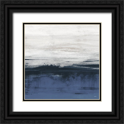 Familiar Feeling Blue Square I Black Ornate Wood Framed Art Print with Double Matting by Meneely, Dan