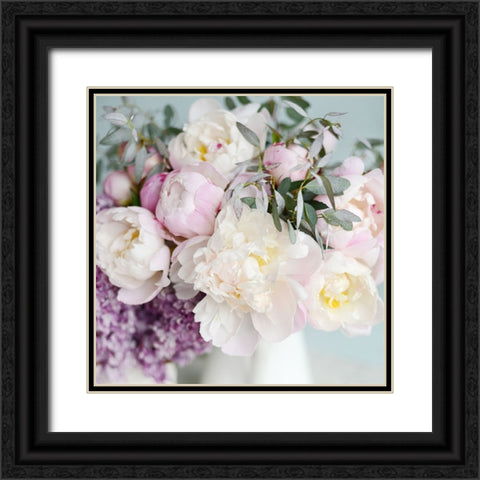 Pretty Pink Blooms Black Ornate Wood Framed Art Print with Double Matting by Gardner, Sarah