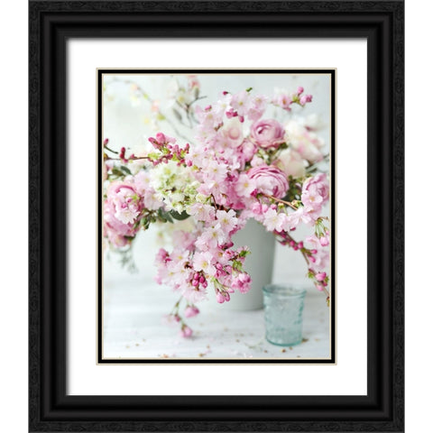 Soft Petals in Vase Black Ornate Wood Framed Art Print with Double Matting by Gardner, Sarah