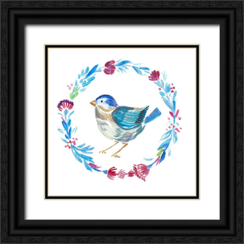 Little Bird Floral IV Black Ornate Wood Framed Art Print with Double Matting by Del Sol, Ani