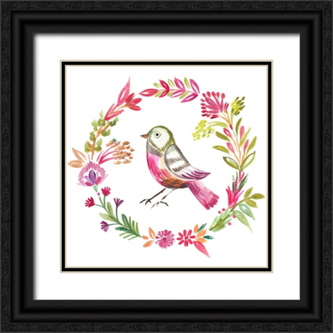 Little Bird FLoral II Black Ornate Wood Framed Art Print with Double Matting by Del Sol, Ani
