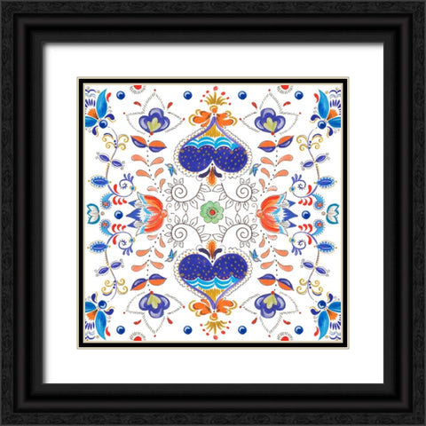 Retro Floral I Black Ornate Wood Framed Art Print with Double Matting by Del Sol, Ani