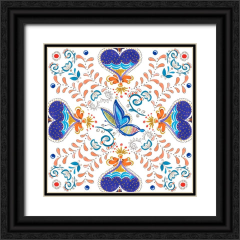 Retro Floral IV Black Ornate Wood Framed Art Print with Double Matting by Del Sol, Ani