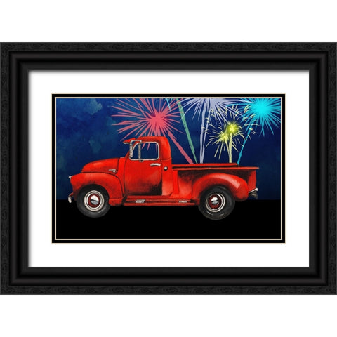 Americana Truck Black Ornate Wood Framed Art Print with Double Matting by Medley, Elizabeth