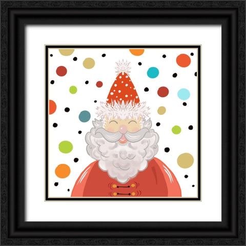 Excited Santa with Dots Black Ornate Wood Framed Art Print with Double Matting by Del Sol, Ani