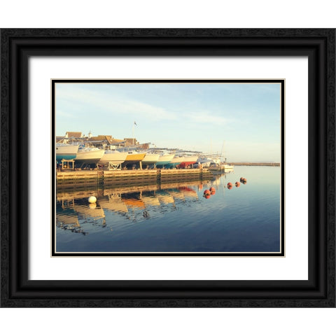 Boat Dock Black Ornate Wood Framed Art Print with Double Matting by Jane, Sarah