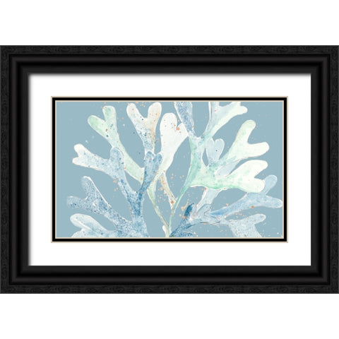 Ocean Coral On Blue Black Ornate Wood Framed Art Print with Double Matting by Pinto, Patricia