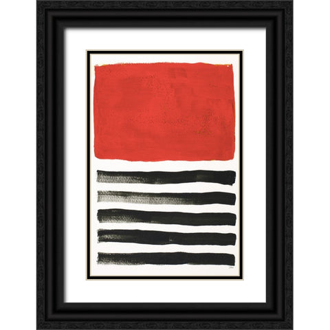 Red Jungle Time Black Ornate Wood Framed Art Print with Double Matting by Pinto, Patricia