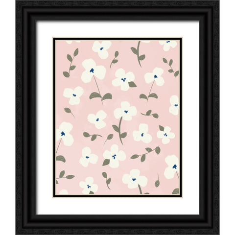 Fun Floral Toss Black Ornate Wood Framed Art Print with Double Matting by Quach, Anna