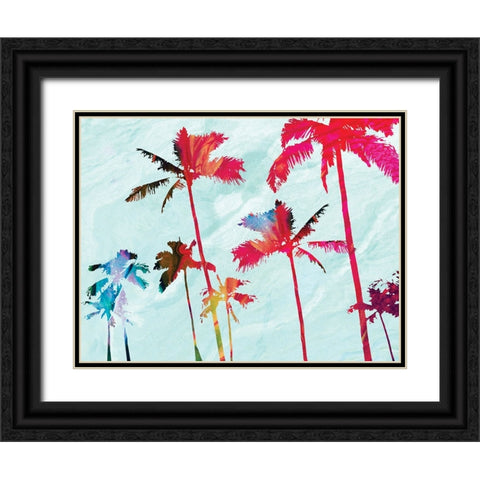 Colorful Beach Palms Black Ornate Wood Framed Art Print with Double Matting by Meneely, Dan