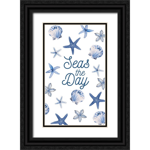 Seas The Day Indigo Starfish Black Ornate Wood Framed Art Print with Double Matting by Loreth, lanie