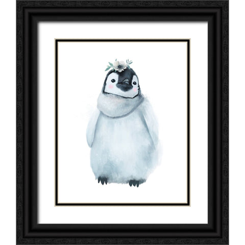 Baby Penguin Black Ornate Wood Framed Art Print with Double Matting by Sheppard, Lucca