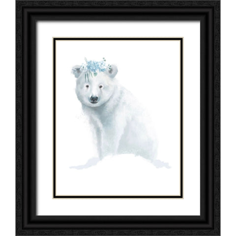 Baby Polar Bear Black Ornate Wood Framed Art Print with Double Matting by Sheppard, Lucca