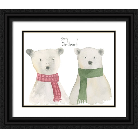 Beary Christmas Black Ornate Wood Framed Art Print with Double Matting by Price, Lucille