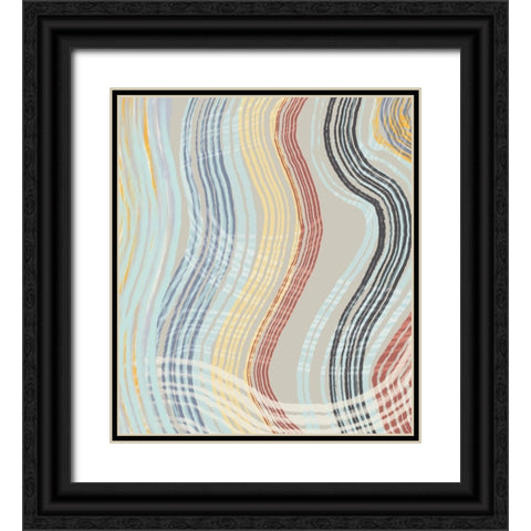 Earth Tone Band Waves Black Ornate Wood Framed Art Print with Double Matting by Maria, Robin