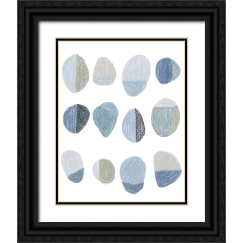 Blue Pebbles Black Ornate Wood Framed Art Print with Double Matting by Navas, Emily