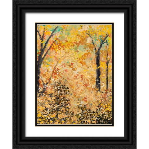 Falling Autumn Leaves Black Ornate Wood Framed Art Print with Double Matting by Nawrocke, Bruce