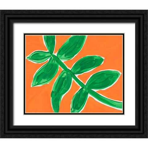 Tropical Leaves Black Ornate Wood Framed Art Print with Double Matting by SD Graphics Studio