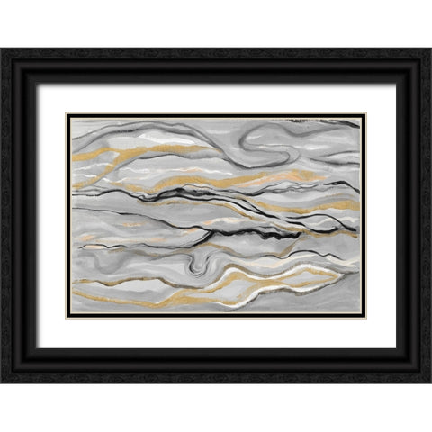 Melted Abstract Black Ornate Wood Framed Art Print with Double Matting by Gaynor, Janice