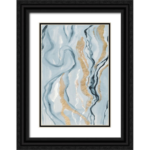 Blue Melted Abstract I Black Ornate Wood Framed Art Print with Double Matting by Gaynor, Janice