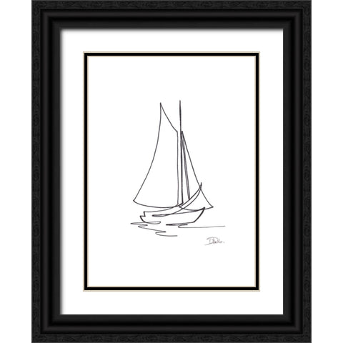 Little Sail II Black Ornate Wood Framed Art Print with Double Matting by Pinto, Patricia