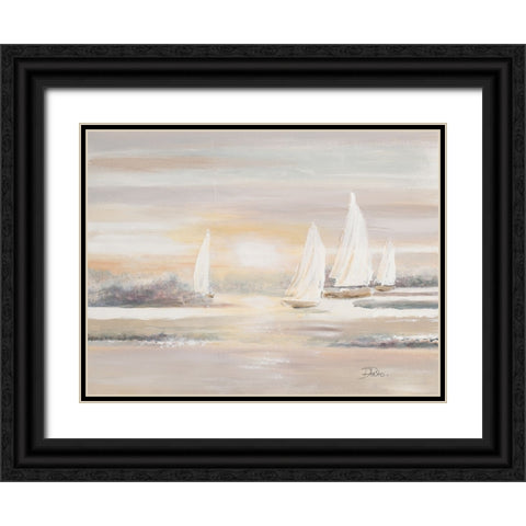 The Cove and Sailboats Black Ornate Wood Framed Art Print with Double Matting by Pinto, Patricia