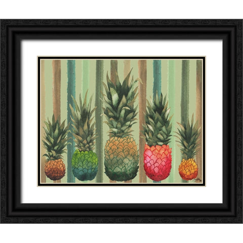 Pineapples Black Ornate Wood Framed Art Print with Double Matting by Medley, Elizabeth