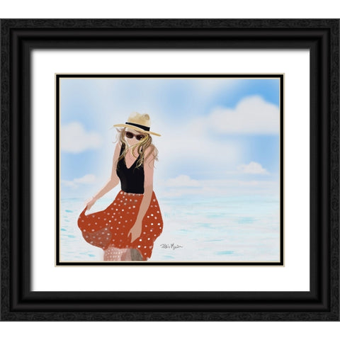 Beach Stroll Black Ornate Wood Framed Art Print with Double Matting by Maria, Robin