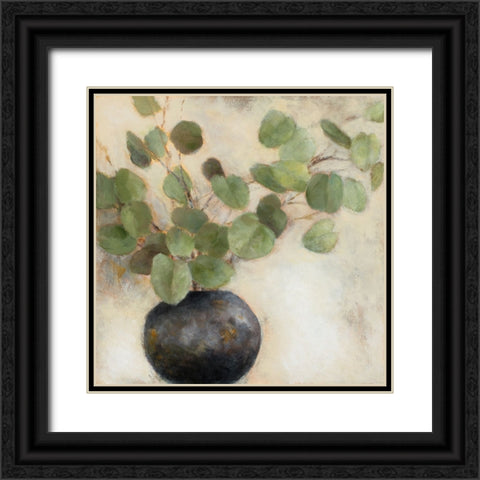 Eucalyptus Leaves in Black Vase Black Ornate Wood Framed Art Print with Double Matting by Loreth, Lanie