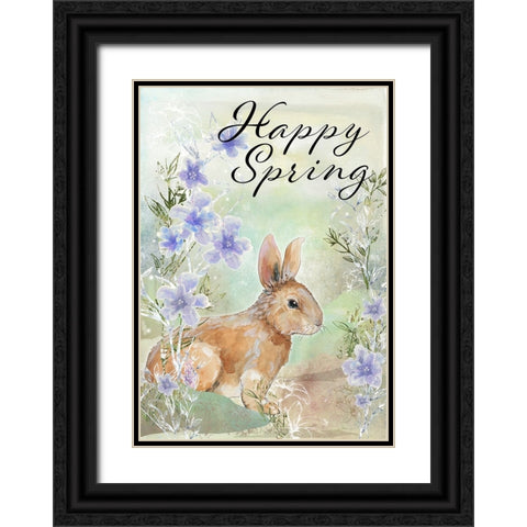 Happy Spring Sweet Bunny Black Ornate Wood Framed Art Print with Double Matting by Diannart