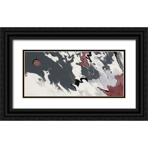 Red Drift Waves Black Ornate Wood Framed Art Print with Double Matting by Grace, Ajoya